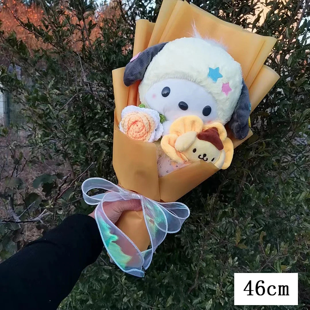 Sanrio Kuromi My Melody Hello Kitty Cinnamoroll Plush Bouquet Pom Pom-16 Flowers - Tophatter Daily Deals