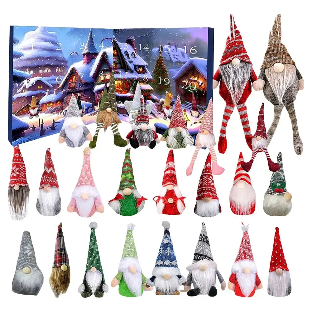Gnome Advent Calendar Plush Set Christmas Decor 2025 Style B-1Set - Tophatter Daily Deals