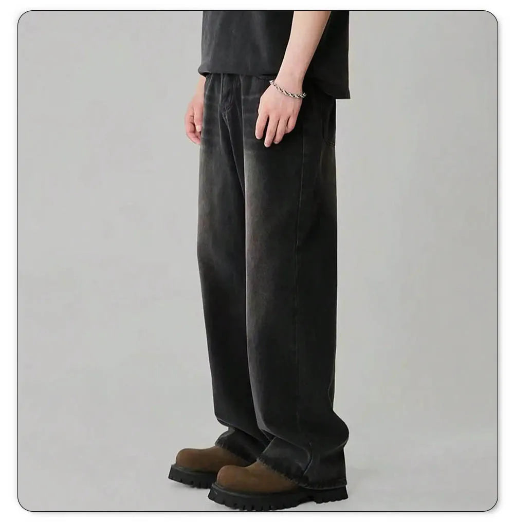 Oversized Men's Wide Leg Jeans - Baggy Straight Cotton Blend - Tophatter Daily Deals