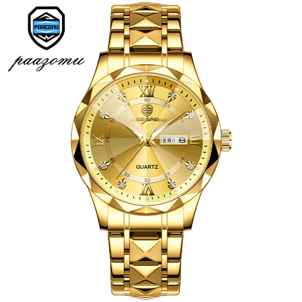 Quartz Stainless Steel Dress Watch Waterproof Glow Dial - Tophatter Daily Deals