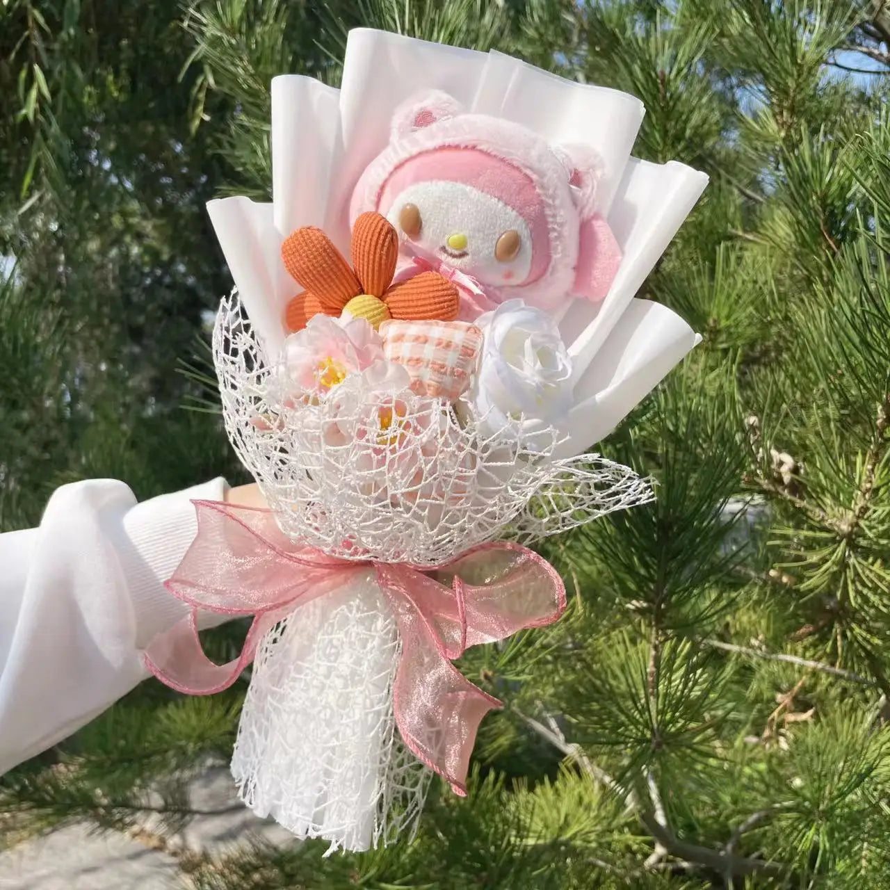 Sanrio My Melody Plush Toy Flower Bouquet White Flowers - Tophatter Daily Deals