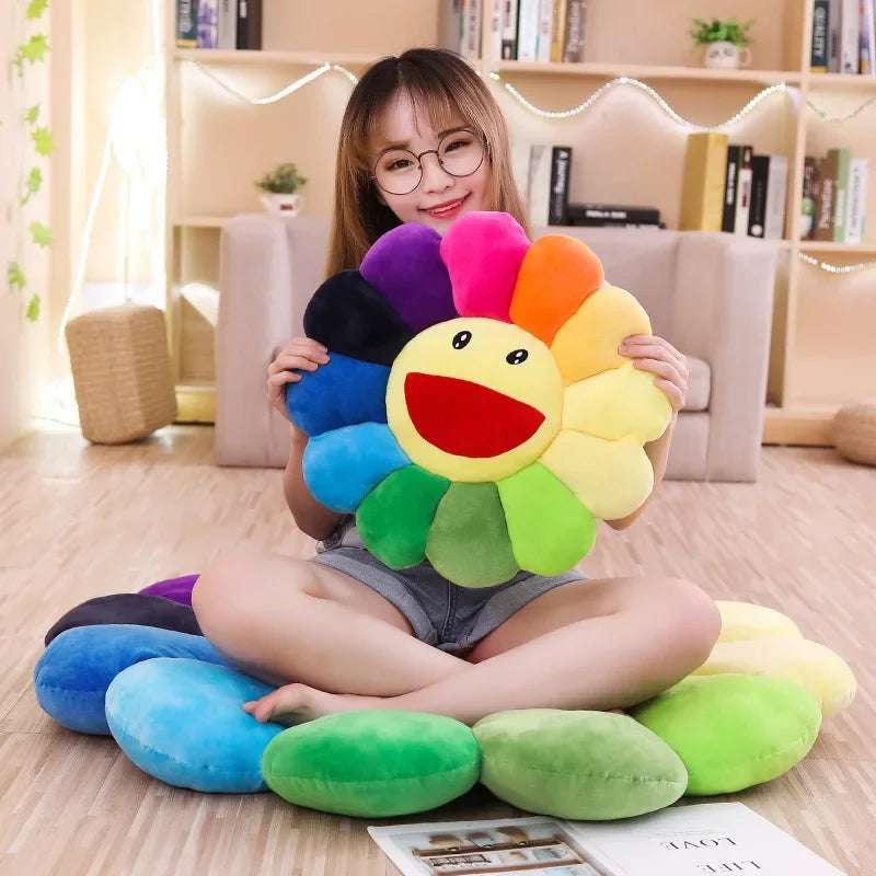 Japan Sunflower Face Plush Seat Cushion Rainbow Flower Flowers - Tophatter Daily Deals