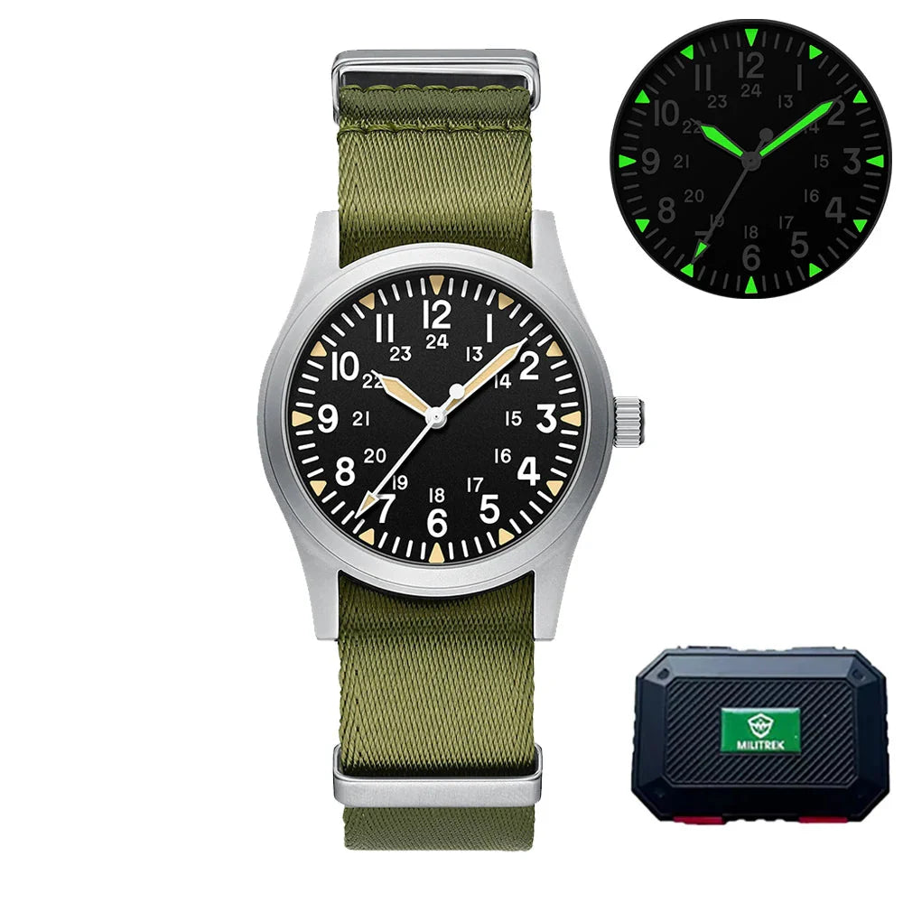 Military Quartz Field Watch 37mm Sapphire Fall 2025 Black4 - Tophatter Daily Deals