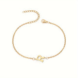 Initial Letter Bead Bracelet Thin Chain Minimalist Elegant R - Tophatter Daily Deals