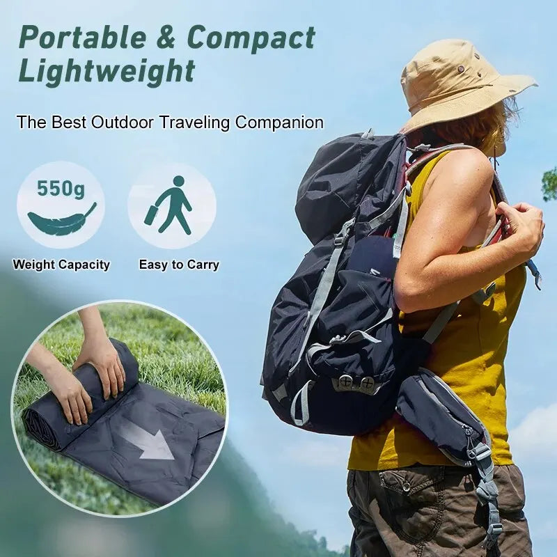 Inflatable Camping Sleeping Pad Nylon Air Mattress Blue - Tophatter Daily Deals