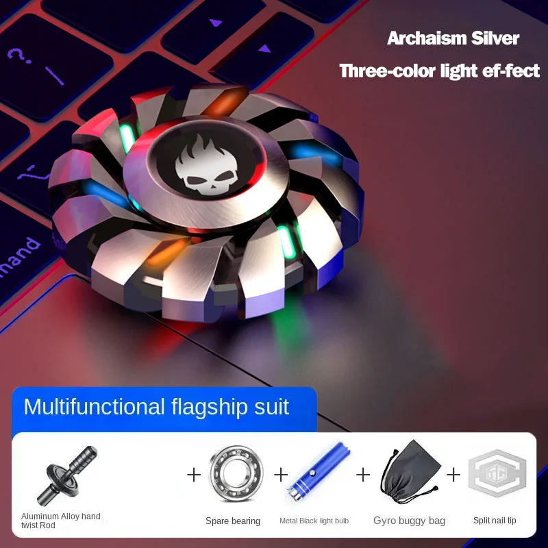 Luminous Fidget Spinner Metal EDC Toy Rainbow Durable LED Sliver flagship suit - Tophatter Daily Deals