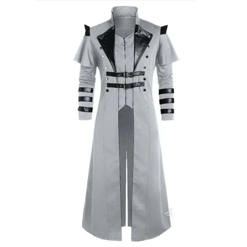Steampunk Gothic Trench Coat Halloween Costume Jacket Gray - Tophatter Daily Deals
