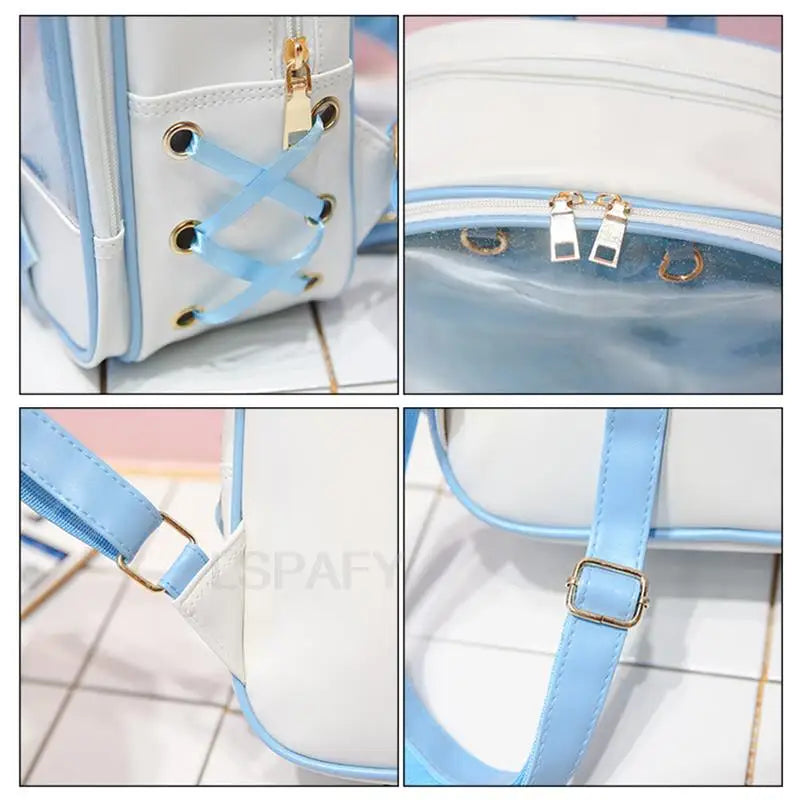 Clear Transparent Bow School Backpack Rucksack Japanese School Mythical - Tophatter Daily Deals