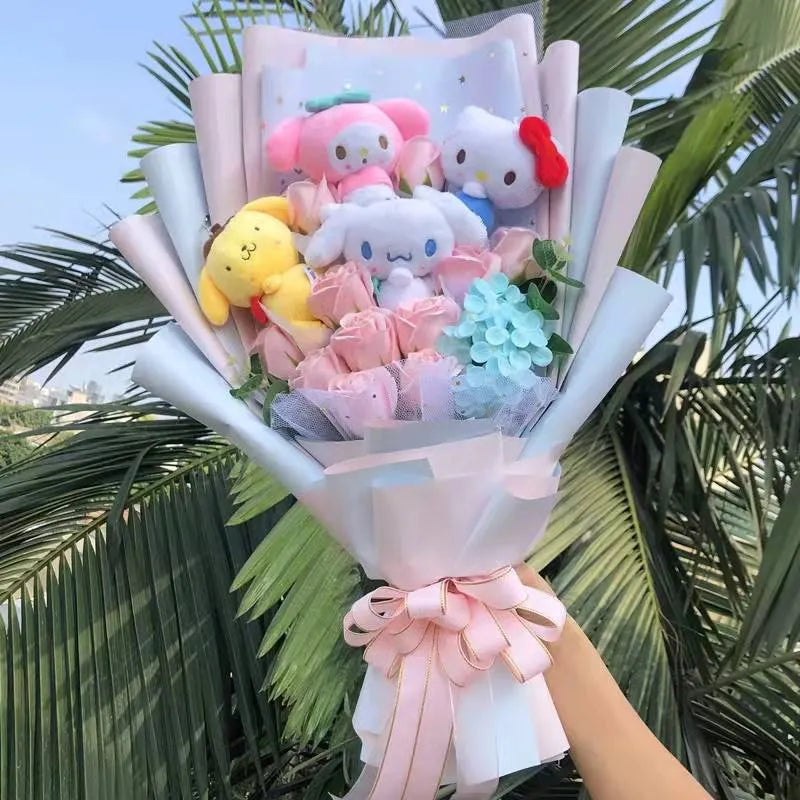 Sanrio Friends Mixed Plush Bouquet My Melody Kuromi Cinnamoroll Hello Kitty Flowers - Tophatter Daily Deals