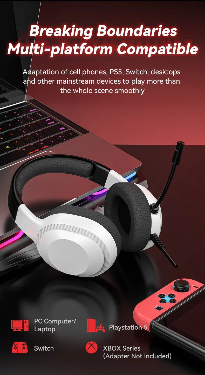 Gaming Headset Wired Lightweight With Omnidirectional Mic - Tophatter Daily Deals
