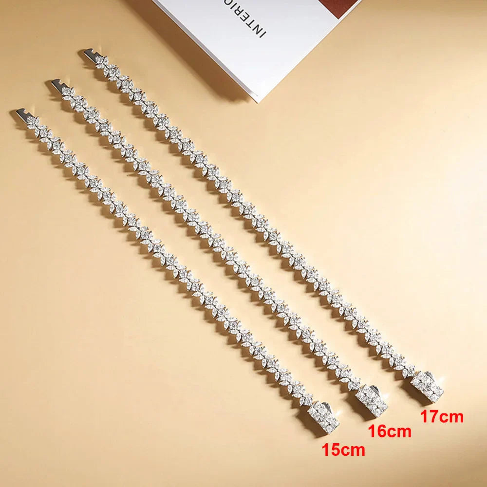 Moissanite Tennis Bracelet Sterling Silver Bridal Floral - Tophatter Daily Deals