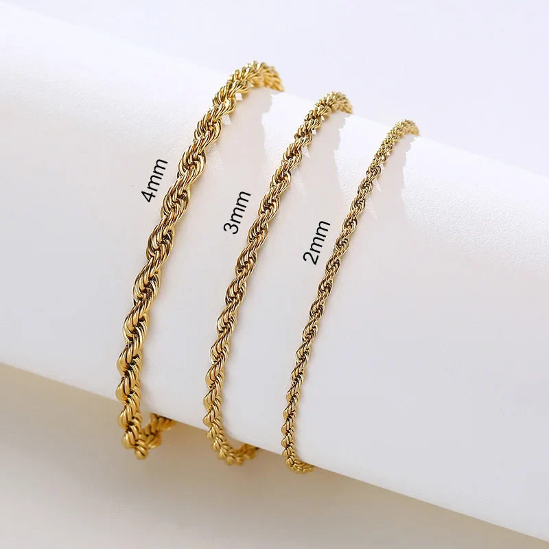 Stainless Steel Rope Chain Bracelet Twisted Singapore 979G - Tophatter Daily Deals
