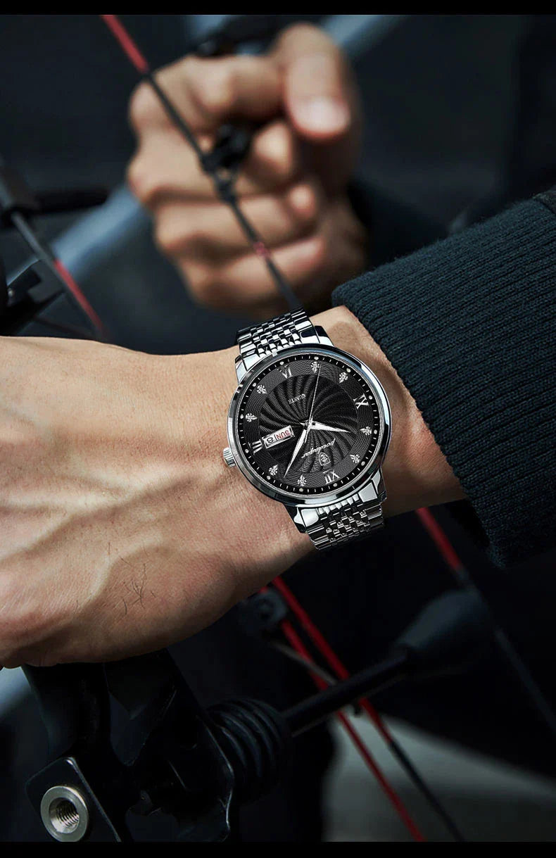 Quartz Wristwatch Stainless Steel Luminous Date Week - Tophatter Daily Deals