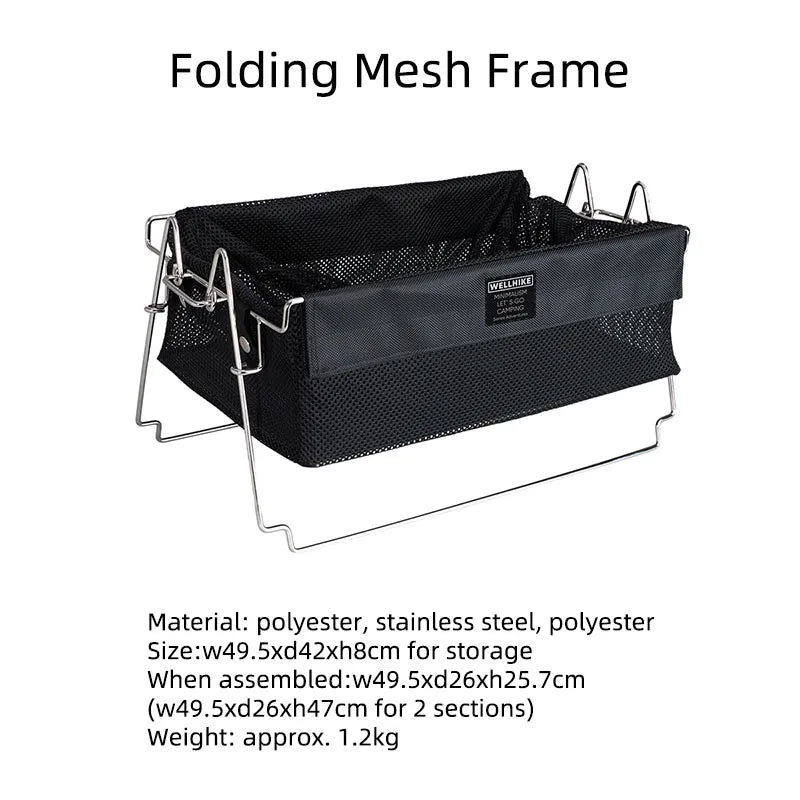 Outdoor Tactical Camping Storage Basket Black Camp Furniture - Tophatter Daily Deals