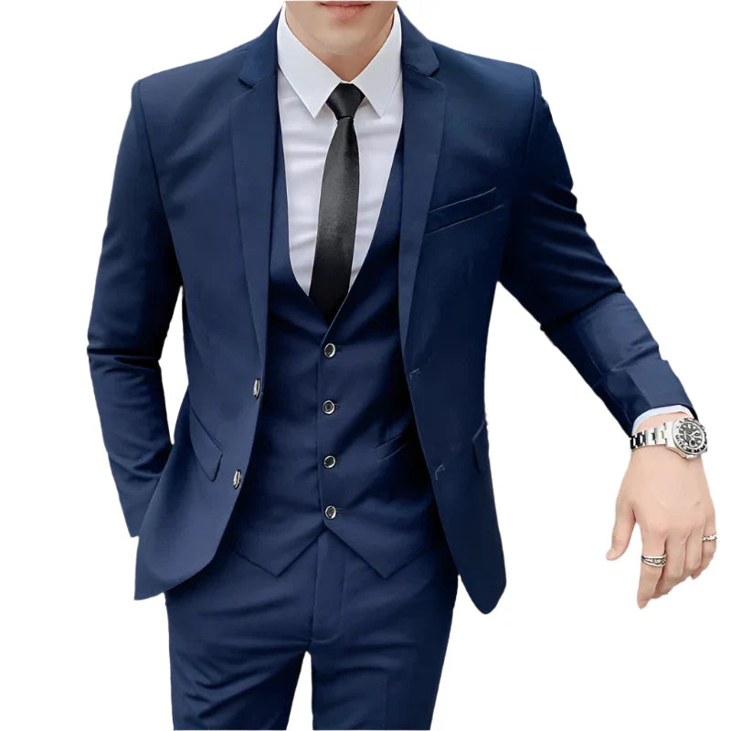 Mens Business Suit Set Blazer (Blue) Apparel & Accessories > Clothing > Suits - Tophatter Daily Deals