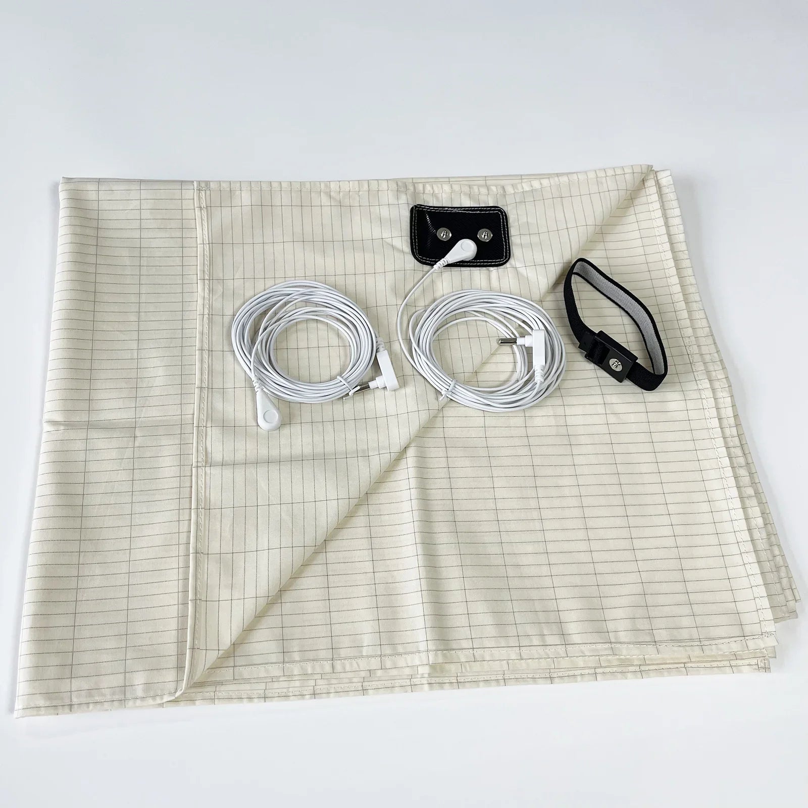 Earthing Bed Sheet Conductive Silver Antistatic Sheet 90x280 cm Beige - Tophatter Daily Deals