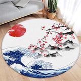 Koi Fish Round Rug Japanese Water Ink Floor Decor Serene DD-3262AF - Tophatter Daily Deals