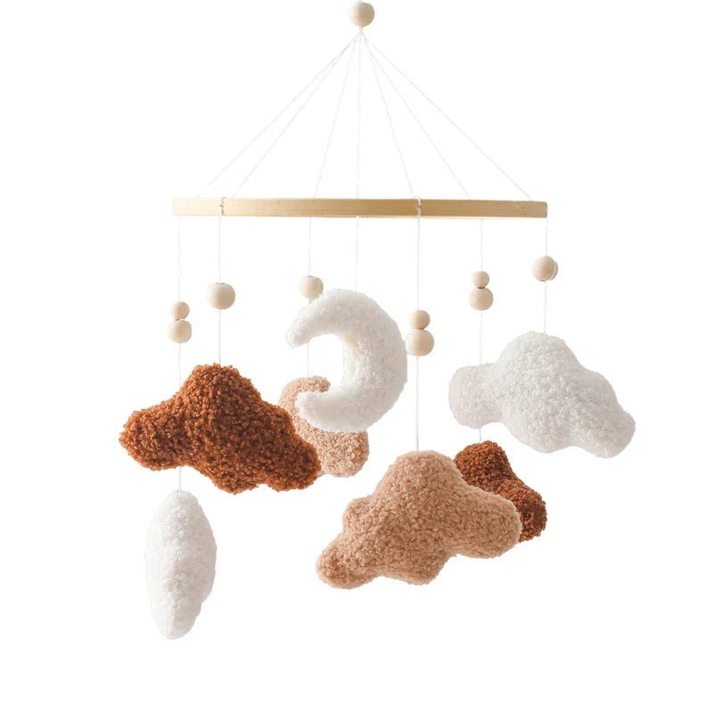 Baby Crib Mobile Wooden Musical Newborn Sensory Toys Brown Cloud - Tophatter Daily Deals