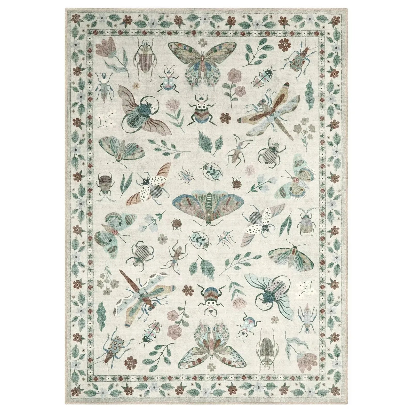 Insect Print Area Rug Teal Washable Non Slip Living Room 4 - Tophatter Daily Deals