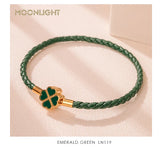 Four Leaf Clover Braided Leather Lucky Bracelet Gift - Tophatter Daily Deals