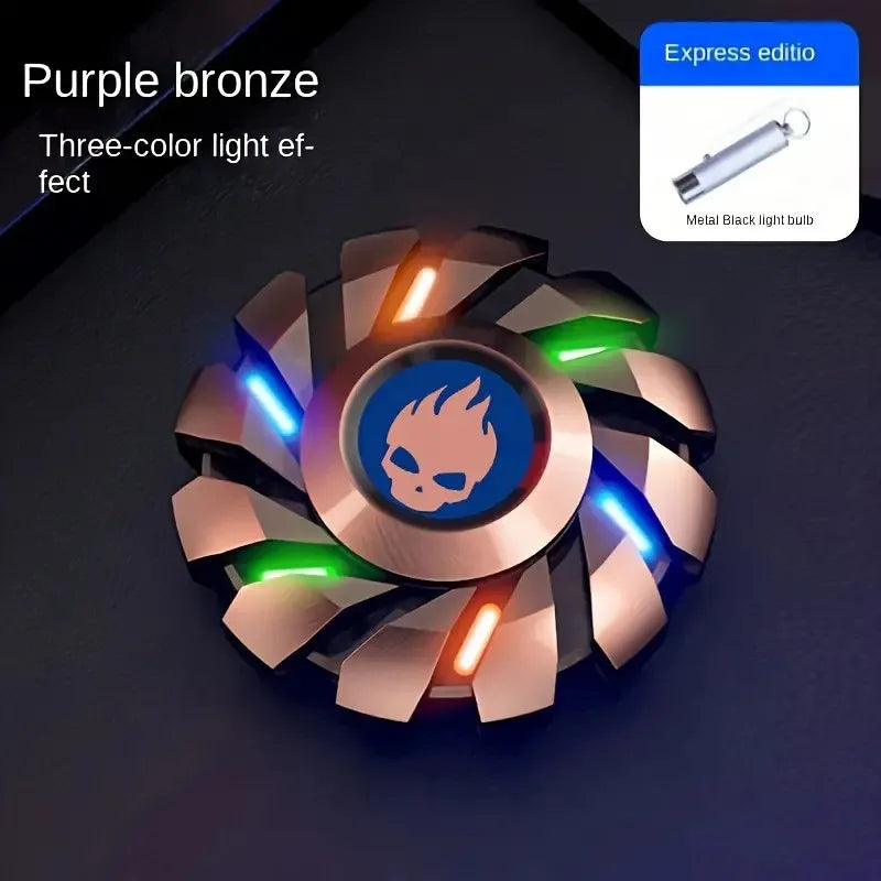 Luminous Fidget Spinner Metal EDC Toy Rainbow Durable LED Bronze basic version - Tophatter Daily Deals