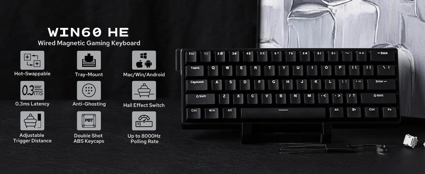 Mechanical 60 Percent Hot Swap Keyboard Aluminum RGB Hall - Tophatter Daily Deals