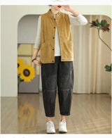 Soft Women's Corduroy Vest - Relaxed Sleeveless, Velvet - Tophatter Daily Deals