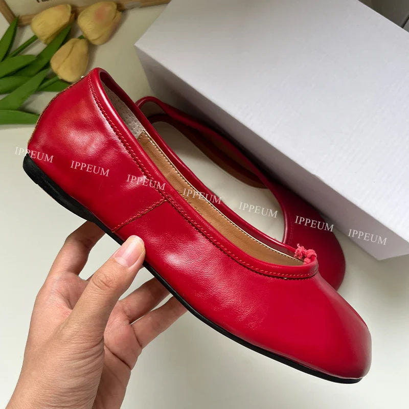 Lightweight Womens Split Toe Ballet Flats - Mary Jane, PU Red - Tophatter Daily Deals