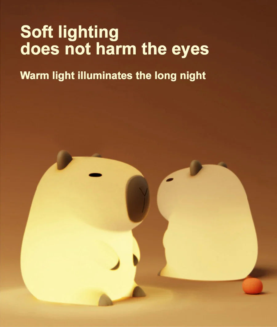 Capybara Silicone Night Light USB Rechargeable Timing Dimming Animals - Tophatter Daily Deals
