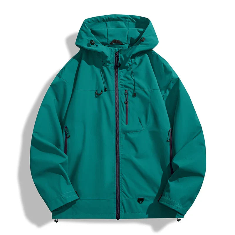 Waterproof Unisex Windbreaker - Hooded Single-Layer, Hiking Dark Green - Tophatter Daily Deals