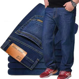 Oversized Relaxed Men's Jeans - High Waist, Stretch Denim 8010-Blue A - Tophatter Daily Deals