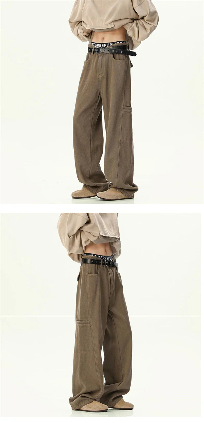 Oversized Mens Cargo Jeans - Wide Leg, Denim, Street - Tophatter Daily Deals