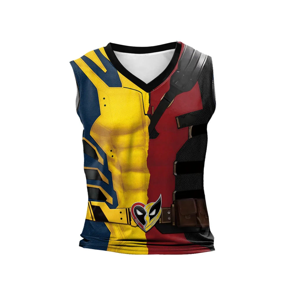 Deadpool & Wolverine Inspired Superhero Compression Tank Top - Perfect for Cosplay Red Yellow - Tophatter Daily Deals