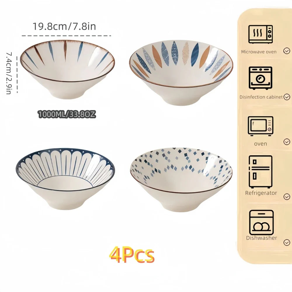 Ramen Bowl 8 Inch Porcelain Japanese Noodle Bowl Large 4 Colour Bowl Mix 8 inch - Tophatter Daily Deals