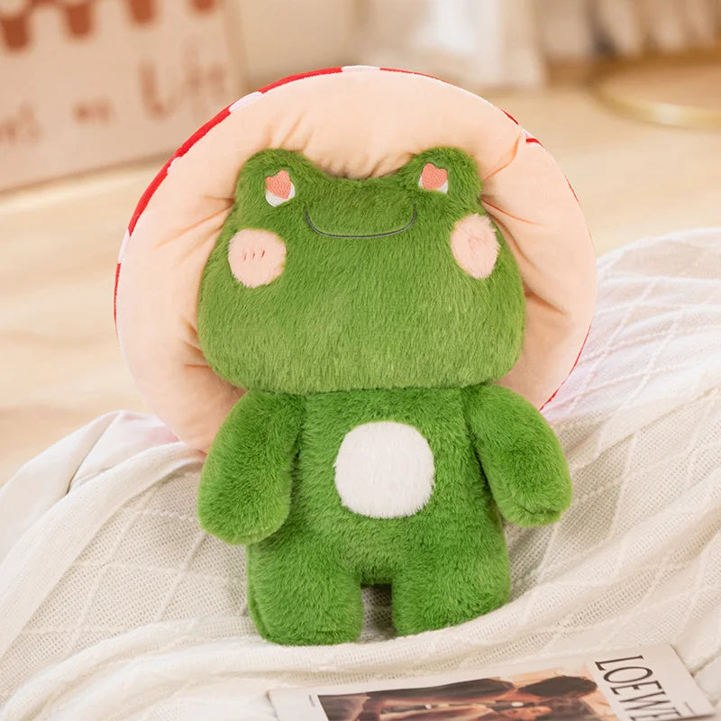 Soft Frog Plushie Stuffed Kawaii Animals Red Mushroom Hat Frogs Red Hat - 42cm Animals - Tophatter Daily Deals