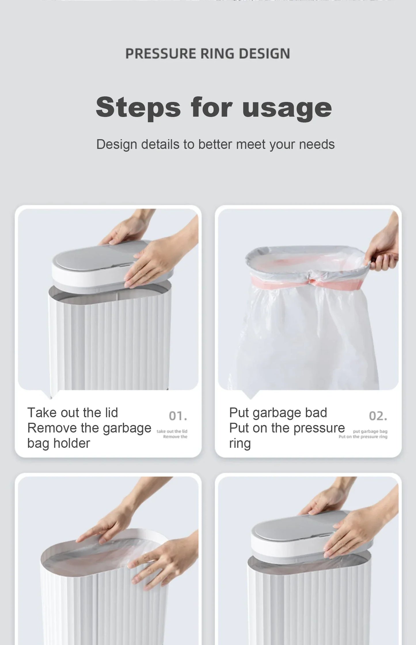 Automatic Sensor Trash Can Narrow Roman Stripe Bathroom Bin - Tophatter Daily Deals