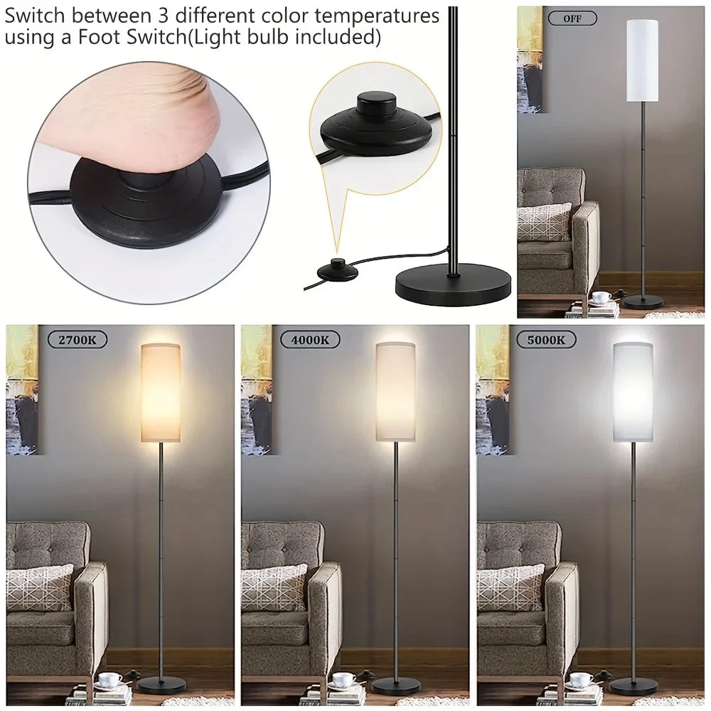 Japandi Modern Floor Lamp With Fabric Shade Stepless Dimming - Tophatter Daily Deals