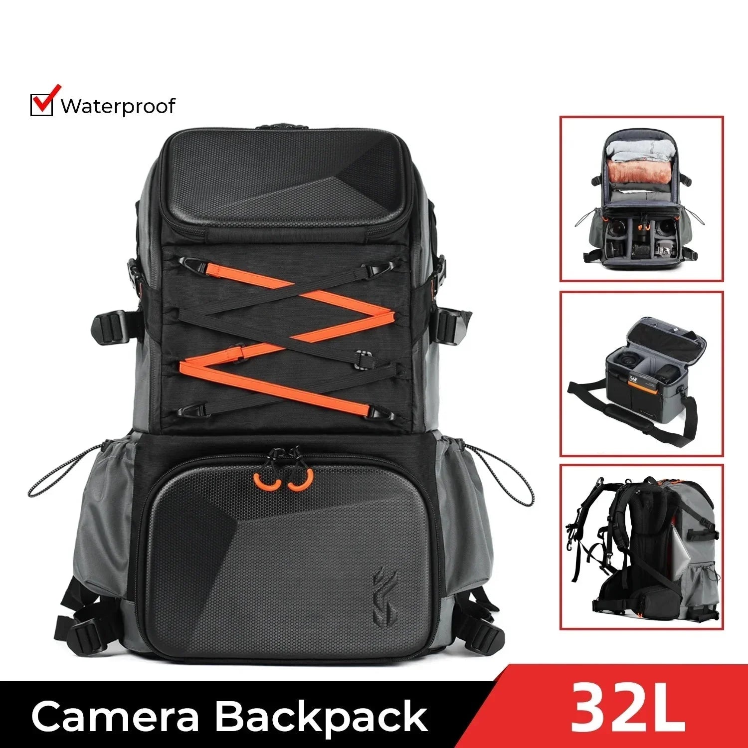 2-in-1 Camera Backpack And Sling Waist Bag Grey Backpacks - Tophatter Daily Deals