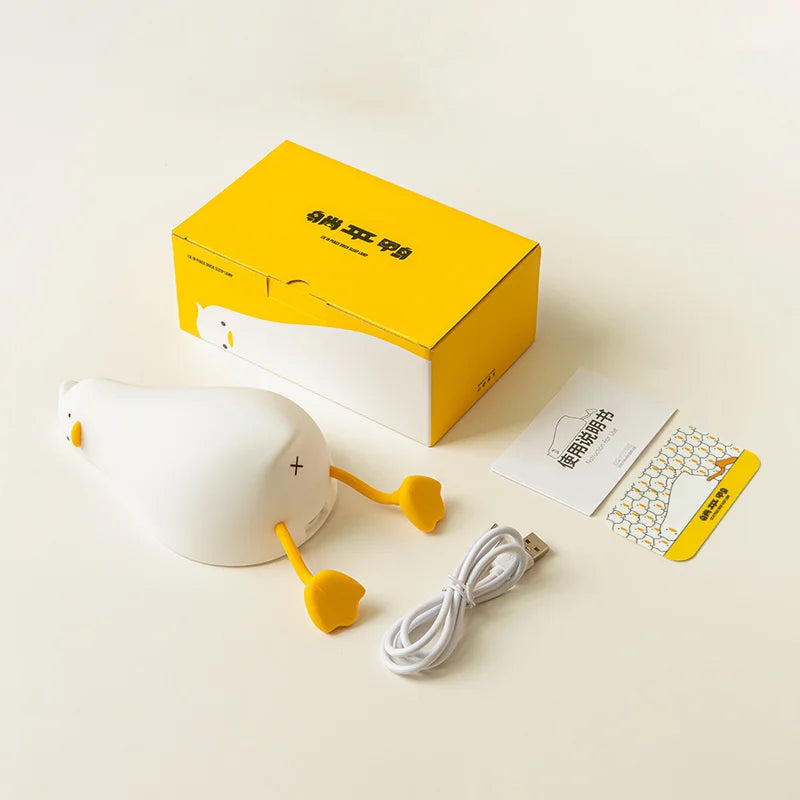 Duck Rechargeable LED Night Light Pat Silicone Lamp Bedside Nightlight Animals - Tophatter Daily Deals