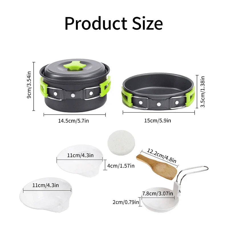 9-Piece Camping Cookware Set Green Camp Cooking - Tophatter Daily Deals