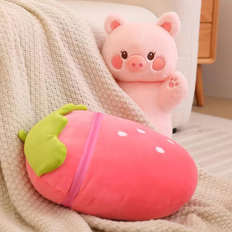 Bunny Taiyaki Plush Toys Cute Strawberry Pig Rabbits Animals - Tophatter Daily Deals