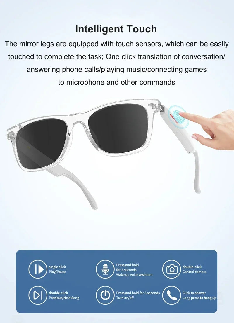 Smart Translation Glasses Bluetooth Call Voice Assistant - Tophatter Daily Deals