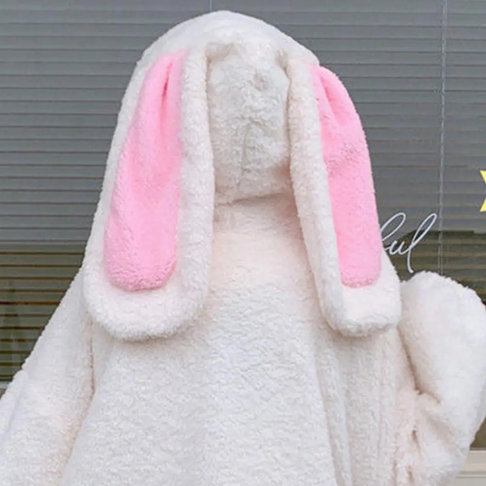 Hoodie Winter Bunny Ears White Black Pink Sweatshirt Long Sleeve Zip Up Hoodies Animals - Tophatter Daily Deals