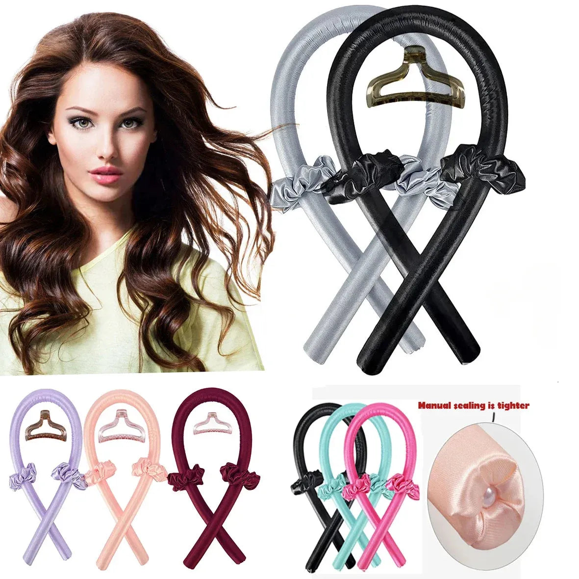 Heatless Curling Rod Headband No Heat Silk Curls Ribbon Hair Rollers Sleeping Soft Headband Lazy Hair Curlers Hair Styling Tools - Tophatter Daily Deals
