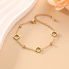Clover Flower Stainless Steel Bracelet Set Gold Gift - Tophatter Daily Deals