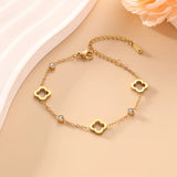 Clover Flower Stainless Steel Bracelet Set Gold Gift - Tophatter Daily Deals