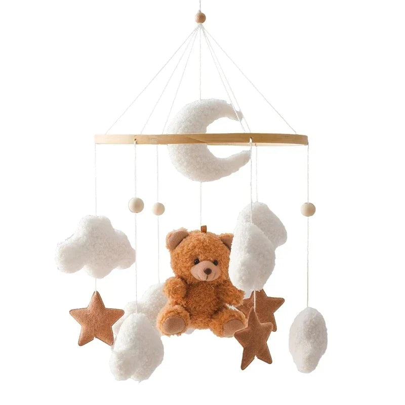 Wooden Baby Mobile Crib Arm Holder Newborn Sensory Toys Brown bear - Tophatter Daily Deals