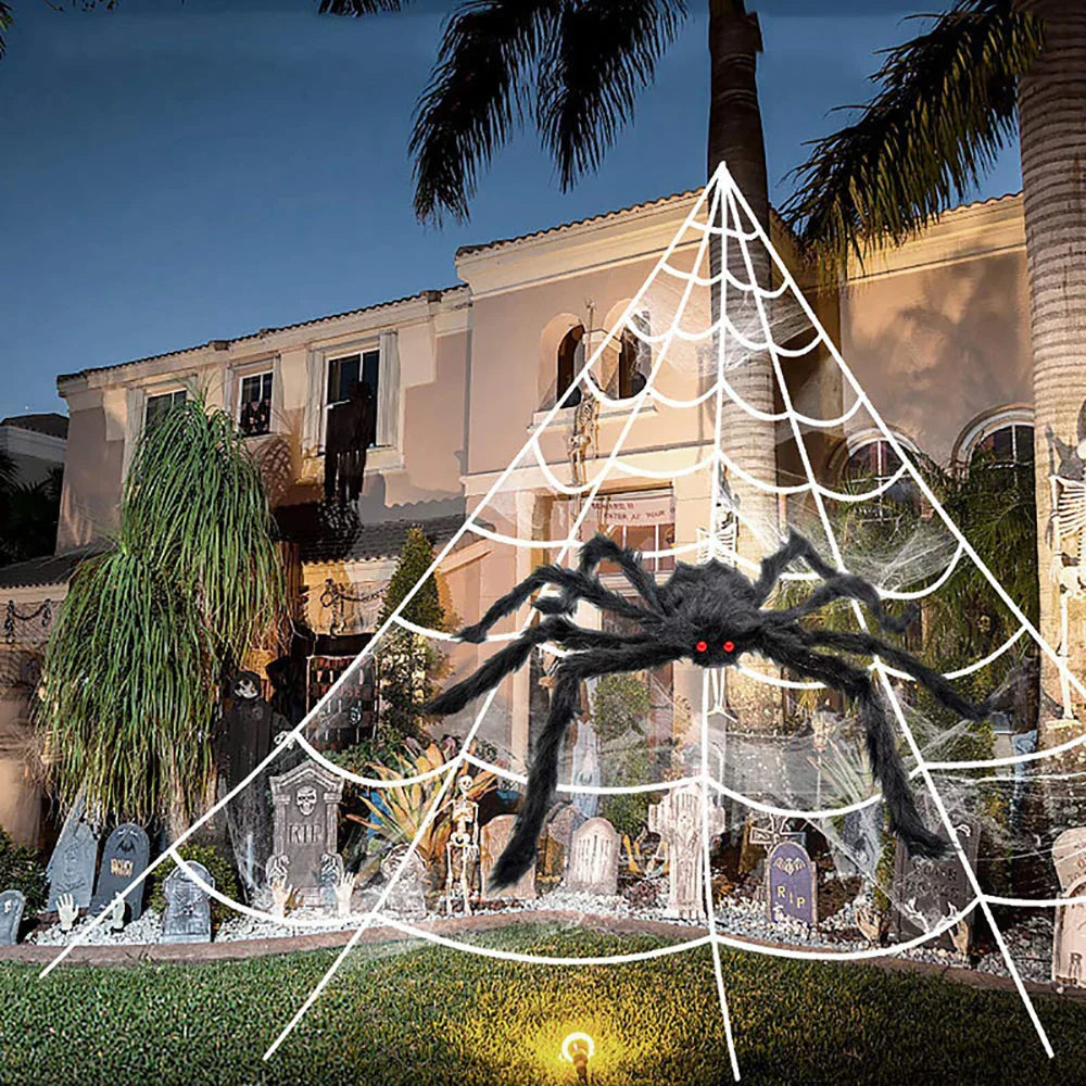 Halloween Spider Web Triangle Lawn Decor 2025 Haunted Prop - Tophatter Daily Deals