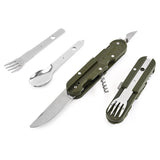 7-in-1 Folding Camping Cutlery Set with Storage Bag Green Camp Cooking - Tophatter Daily Deals