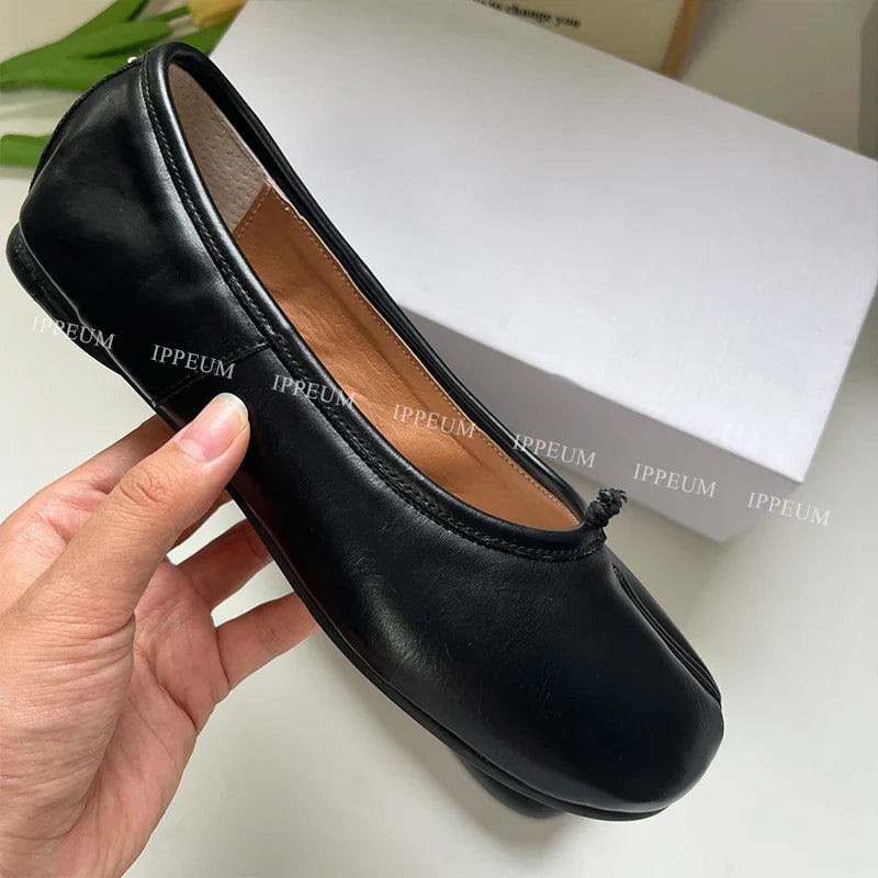 Lightweight Womens Split Toe Ballet Flats - Mary Jane, PU Black - Tophatter Daily Deals